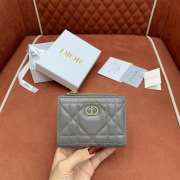 Uubags Dior Caro Dahlia Wallet With Crystals Grey Macrocannage Lambskin 12x9x2cm - 1