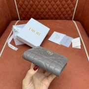 Uubags Dior Caro Dahlia Wallet With Crystals Grey Macrocannage Lambskin 12x9x2cm - 6