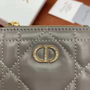 Uubags Dior Caro Dahlia Wallet With Crystals Grey Macrocannage Lambskin 12x9x2cm - 4