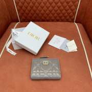 Uubags Dior Caro Dahlia Wallet With Crystals Grey Macrocannage Lambskin 12x9x2cm - 5