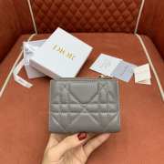 Uubags Dior Caro Dahlia Wallet With Crystals Grey Macrocannage Lambskin 12x9x2cm - 3