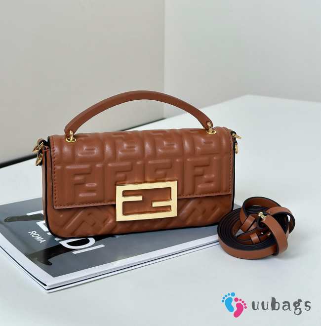 Uubags Fendi Baguette Phone Pouch Brown Nappa Leather 18.5x2.5x10cm - 1