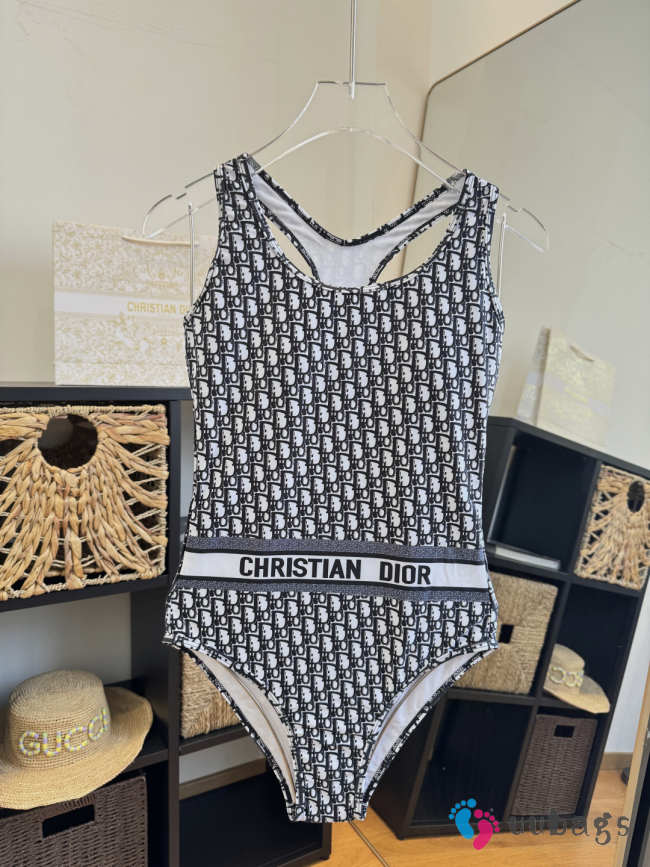 Uubags Blue Dior Oblique Technical Fabric One-Piece Swimsuit - 1