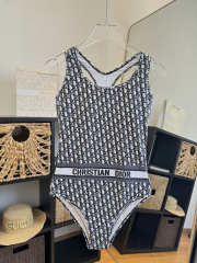 Uubags Blue Dior Oblique Technical Fabric One-Piece Swimsuit - 1