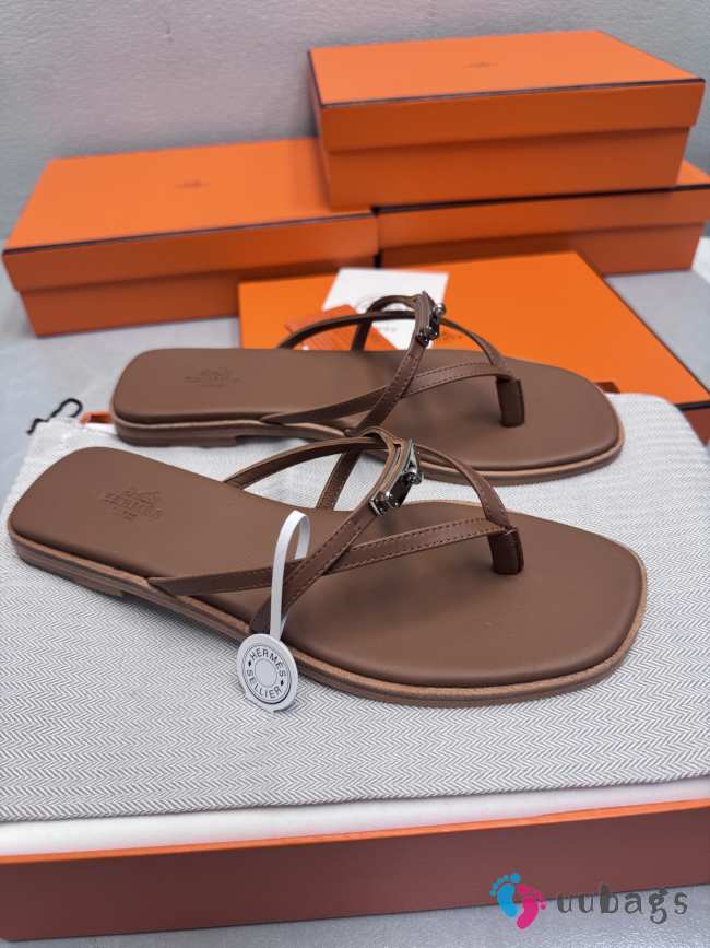 Uubags Hermes Miss sandal in brown-silver - 1