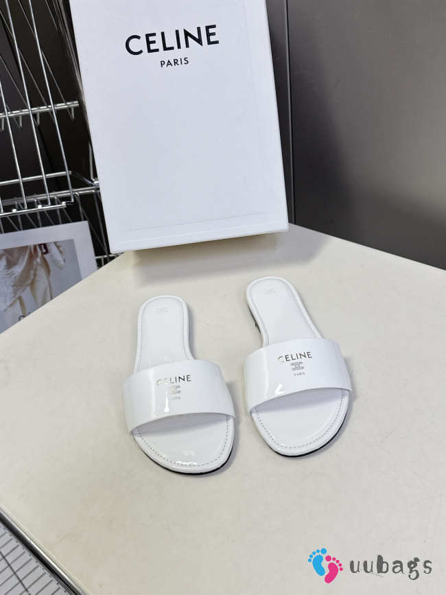 Uubags Celine Coast Mule In White Patent Leather - 1