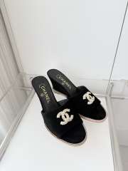 Uubags Chanel Sandals In Velvet & Imitation Pearls Black 8.5cm - 1