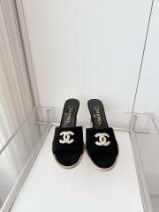 Uubags Chanel Sandals In Velvet & Imitation Pearls Black 8.5cm - 2