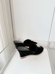 Uubags Chanel Sandals In Velvet & Imitation Pearls Black 8.5cm - 3