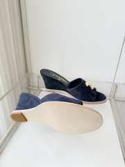 Uubags Chanel Sandals In Velvet & Imitation Pearls Blue 8.5cm - 3