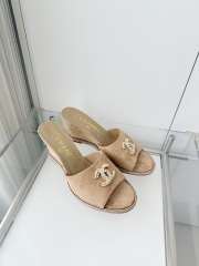 Uubags Chanel Sandals In Velvet & Imitation Pearls Beige 8.5cm  - 1