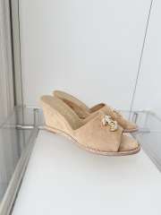 Uubags Chanel Sandals In Velvet & Imitation Pearls Beige 8.5cm  - 6