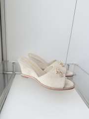 Uubags Chanel Sandals In Velvet & Imitation Pearls White 8.5cm - 6