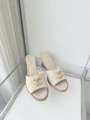 Uubags Chanel Sandals In Velvet & Imitation Pearls White 8.5cm - 2
