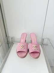 Uubags Chanel Sandals In Velvet & Imitation Pearls Pink 8.5cm - 4