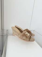 Uubags Chanel Sandals In Velvet & Imitation Pearls Brown 8.5cm - 3