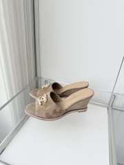 Uubags Chanel Sandals In Velvet & Imitation Pearls Brown 8.5cm - 5