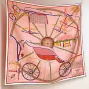 Uubags Hermes Petit Duc double face scarf 90 powder pink/ yellow/ multicoloured 88.5x88.5cm - 1