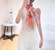 Uubags Hermes Petit Duc double face scarf 90 powder pink/ yellow/ multicoloured 88.5x88.5cm - 6