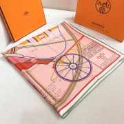 Uubags Hermes Petit Duc double face scarf 90 powder pink/ yellow/ multicoloured 88.5x88.5cm - 4