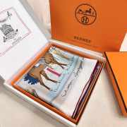 Uubags Hermes Equipements a Cheval sur l'Elegance scarf 70 pearl grey/ rosewood/ slate 88.5x88.5cm - 6