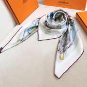 Uubags Hermes Equipements a Cheval sur l'Elegance scarf 70 pearl grey/ rosewood/ slate 88.5x88.5cm - 5
