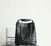 Uubags Chanel Classic Caviar Quilted Tote Bag with Gold Chain Shoulder Strap In Black 27x31x12cm - 1