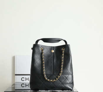 Uubags Chanel Classic Caviar Quilted Tote Bag with Gold Chain Shoulder Strap In Black 27x31x12cm