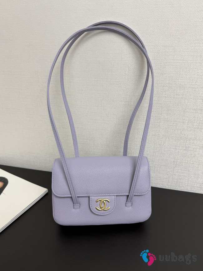 Uubags Chanel mini clutch with leather strap in light purple 11.5x17x5cm - 1
