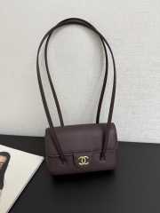 Uubags Chanel mini clutch with leather strap in dark brown 11.5x17x5cm - 1