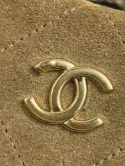 Uubags Chanel Clutch with strap Calfskin Suede, Glossy Sheepskin & Gold Metallic Brown/ Black 17.5x17.5x7.5cm - 6