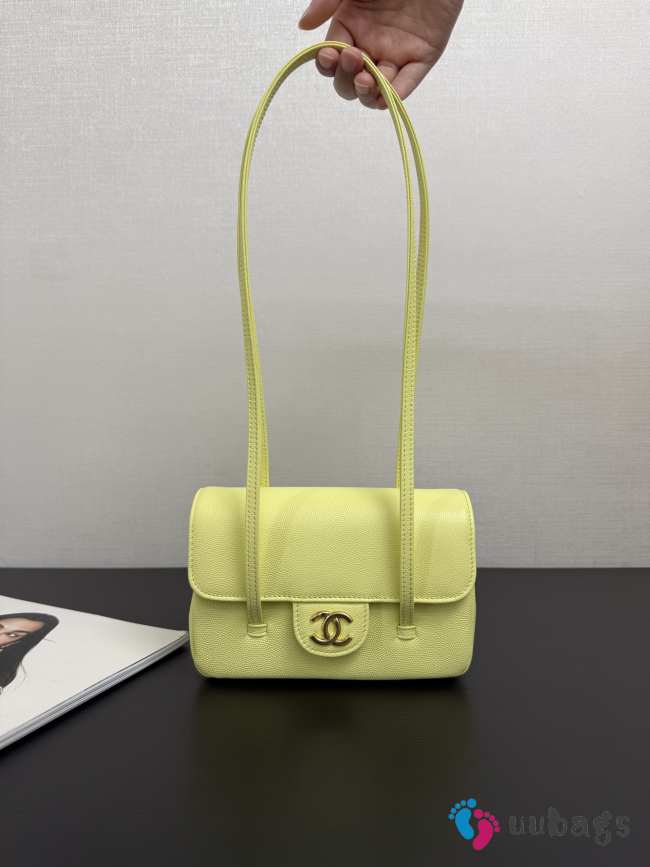 Uubags Chanel mini clutch with leather strap in pale gold 11.5x17x5cm - 1