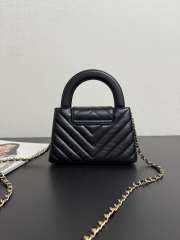 Uubags Chanel Mini shopping bag glossy sheepskin & gold-plated metal in black 13x19x7cm - 5