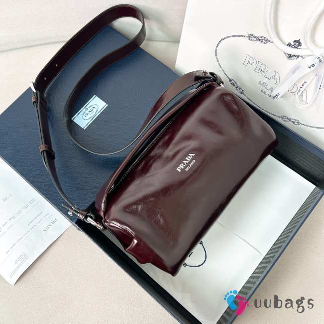 Uubags Prada small leather shoulder bag in dark brown 24x11x11cm - 1