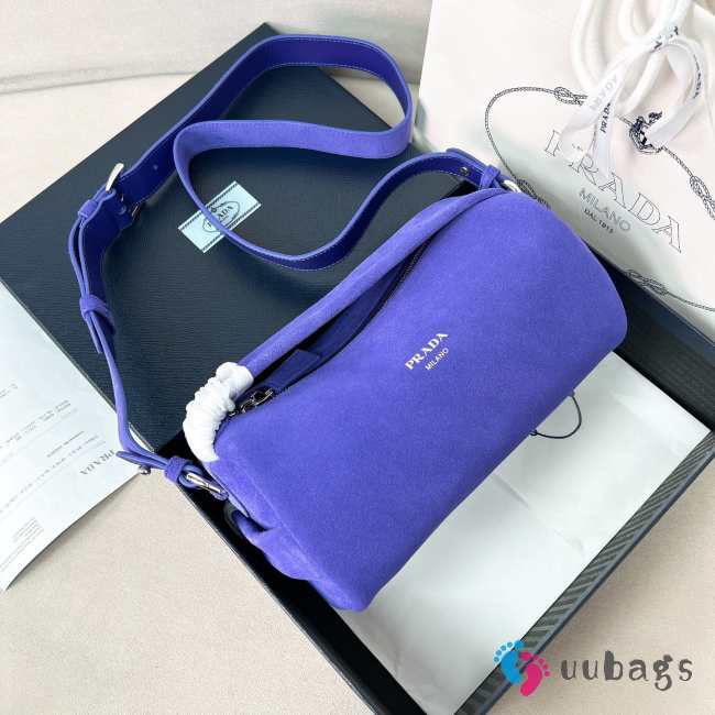 Uubags Prada small suede leather shoulder bag in purple 24x11x11cm - 1