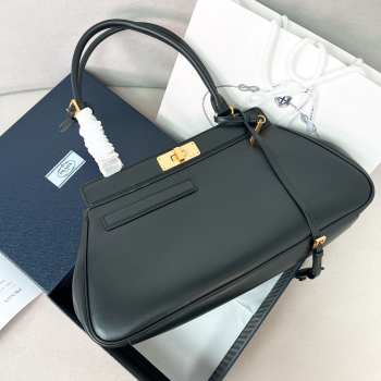 Uubags Prada Medium Leather Tote Bag In Black 38x21x8cm