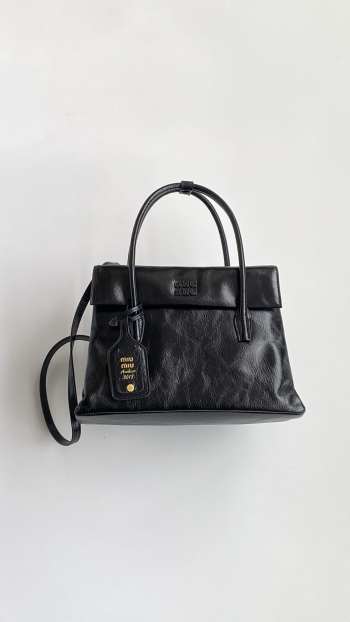 Uubags Miu Miu 5BA302 Solitaire shiny leather bag in black 28x19.5x11cm