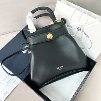 Uubags Prada Black Medium Leather Etude Top-Handle Bag 31x30x6.5cm 