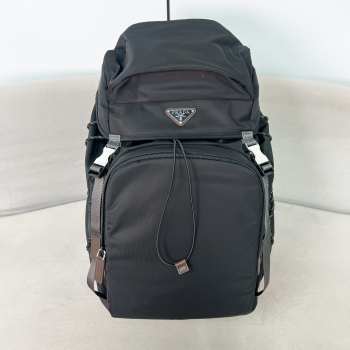 Uubags Prada Speedrock re-nylon and leather backpack in black 46x28x22cm