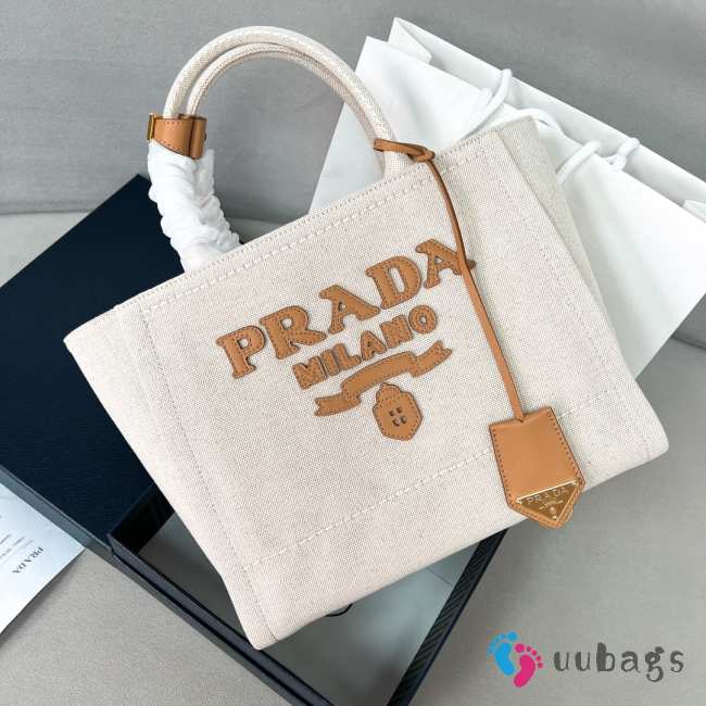 Uubags Prada Small linen blend tote bag in beige 26x19x15cm - 1