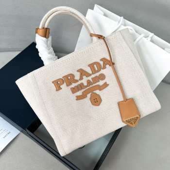 Uubags Prada Small linen blend tote bag in beige 26x19x15cm