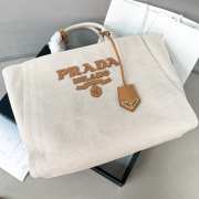 Uubags Prada Large linen blend tote bag in beige 43x30x20cm - 1