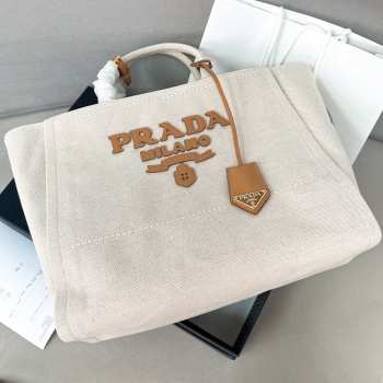 Uubags Prada Large linen blend tote bag in beige 43x30x20cm