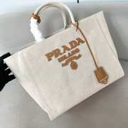 Uubags Prada Large linen blend tote bag in beige 43x30x20cm - 5