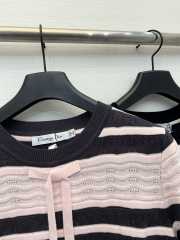 Uubags Dior Marinière Short-Sleeved Sweater Pink/ White - 6