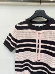 Uubags Dior Marinière Short-Sleeved Sweater Pink/ White - 5