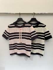 Uubags Dior Marinière Short-Sleeved Sweater Pink/ White - 3