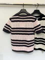 Uubags Dior Marinière Short-Sleeved Sweater Pink/ White - 2