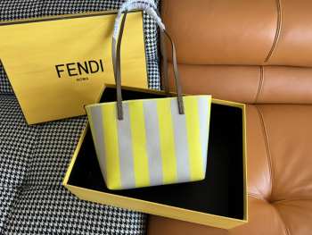 Uubags Fendi Roll large reversible shopper in pequin striped and yellow FF fabric 35x32x19.5cm