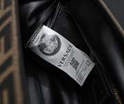 Uubags Versace x Fendi Grained Calfskin Fendace Medium La Medusa Top Handle Bag Black Brown 25x15x22cm - 3